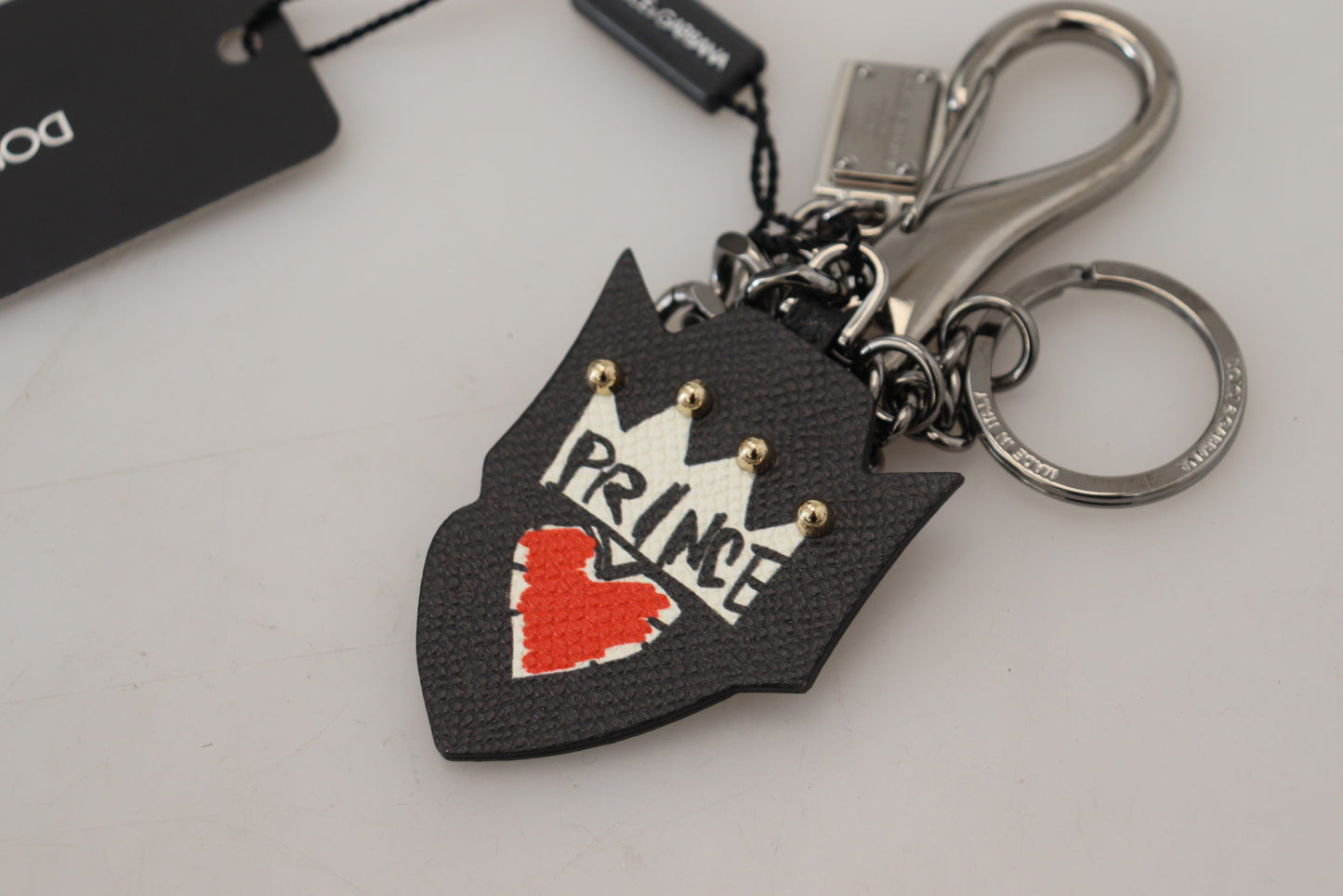 Porte-clés en laiton argenté avec logo Black Prince Studs