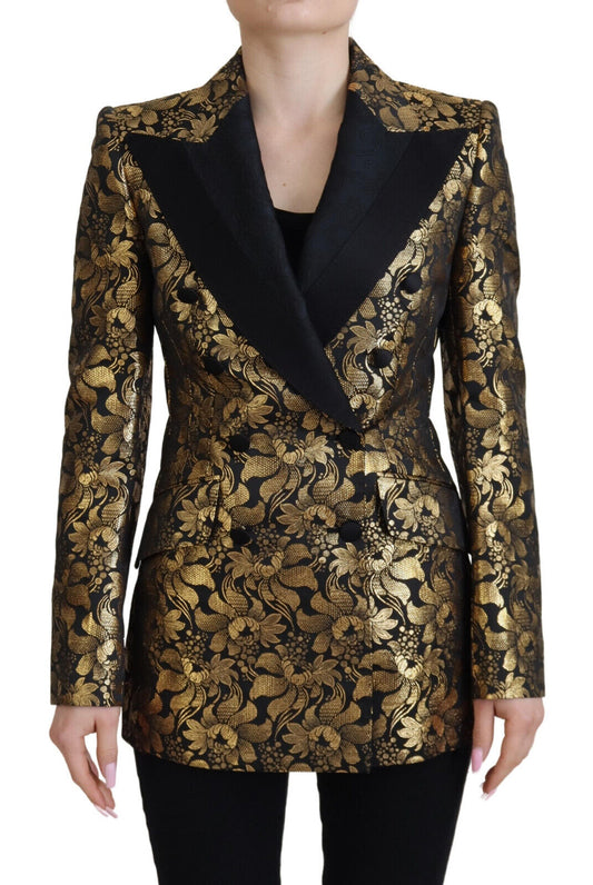 Chaqueta blazer de jacquard en dorado y negro