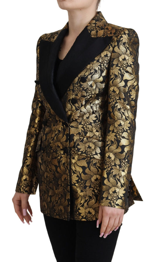 Chaqueta blazer de jacquard en dorado y negro