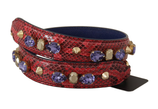Correa de hombro para bolso de cuero exótico rojo con cristales