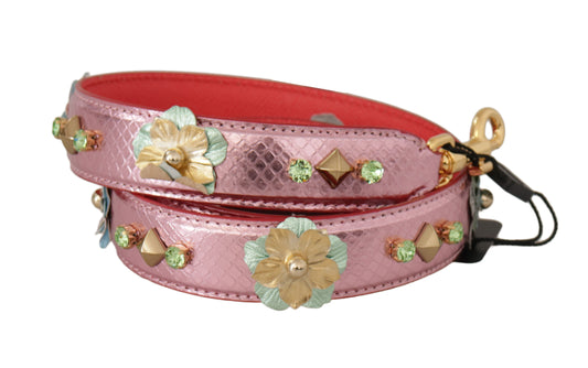 Correa de hombro con tachuelas de cuero rosa metalizado