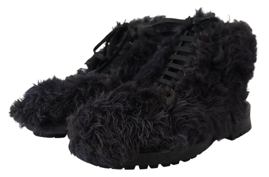 Botas de combate de piel de oveja negra