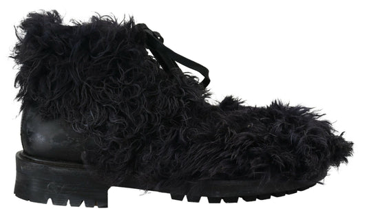 Botas de combate de piel de oveja negra