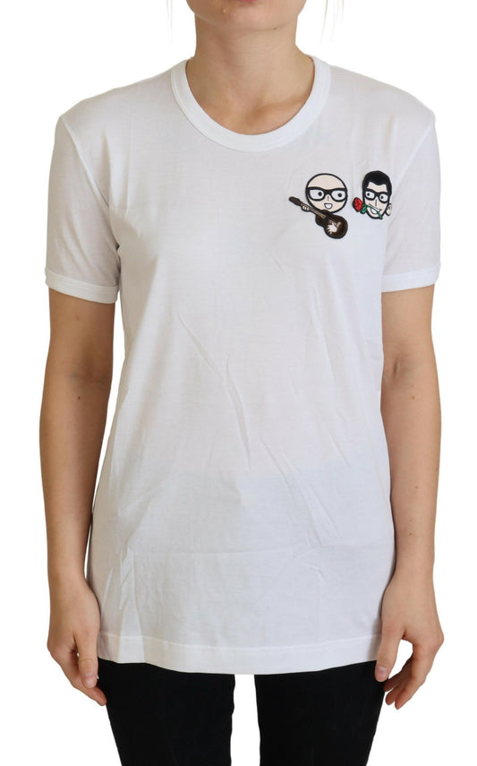 T-shirt ras du cou en coton blanc #dgfamily