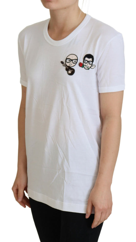 T-shirt ras du cou en coton blanc #dgfamily