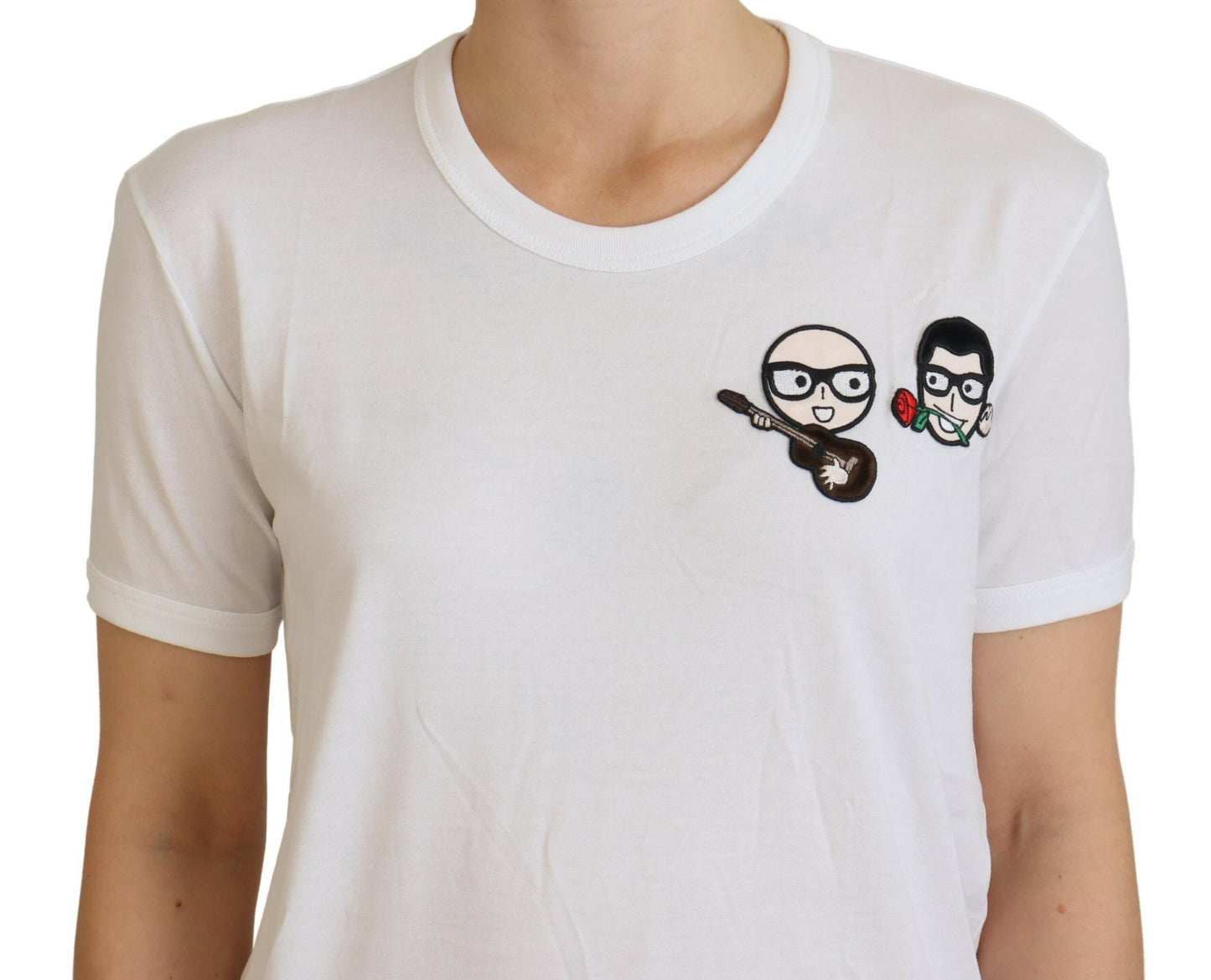 Camiseta blanca de algodón con cuello redondo #dgfamily