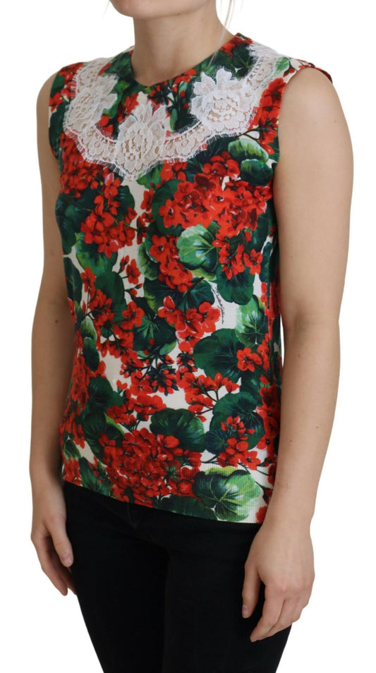 Débardeur en laine et dentelle florale blanche