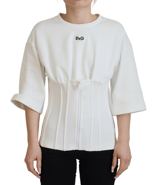 T-shirt corset blanc en coton extensible