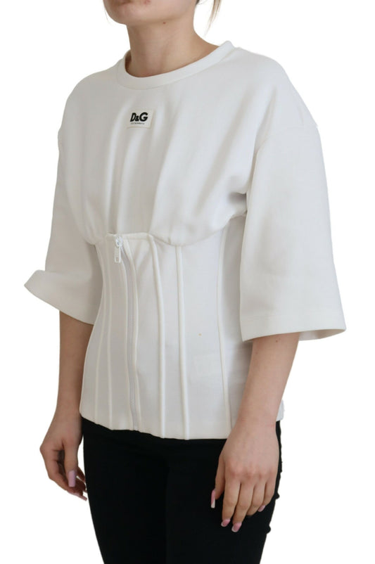 T-shirt corset blanc en coton extensible