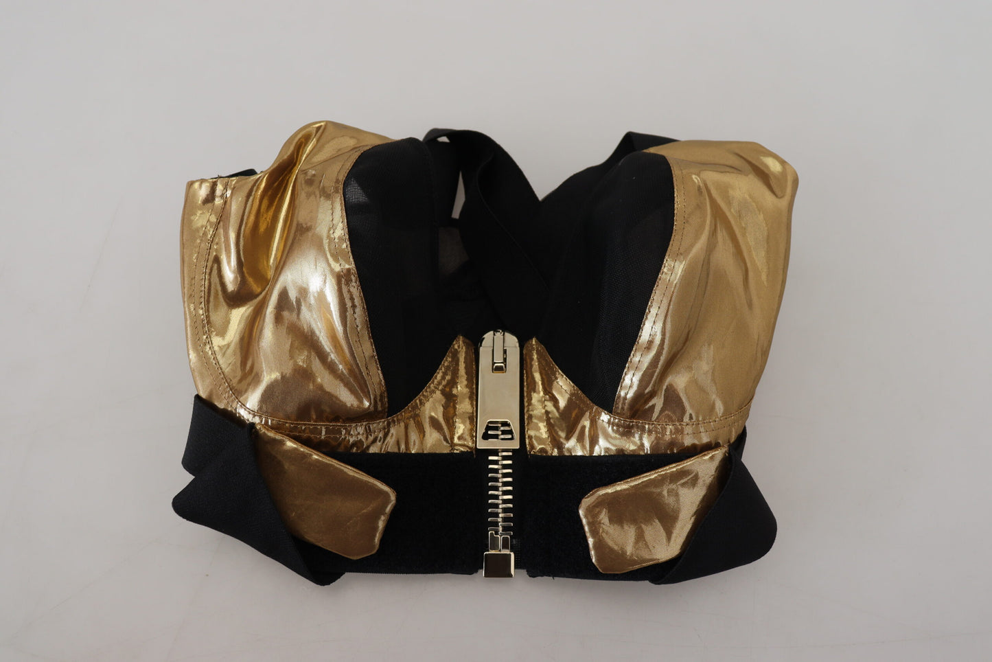 Top bustier corto sin mangas en dorado negro