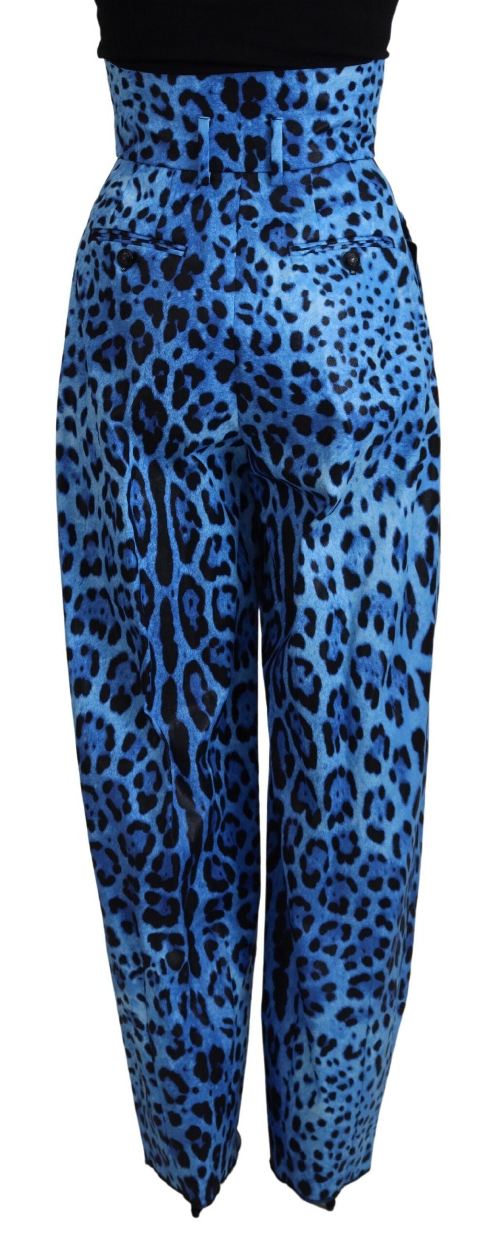 Pantalones de cintura alta con estampado de leopardo azul