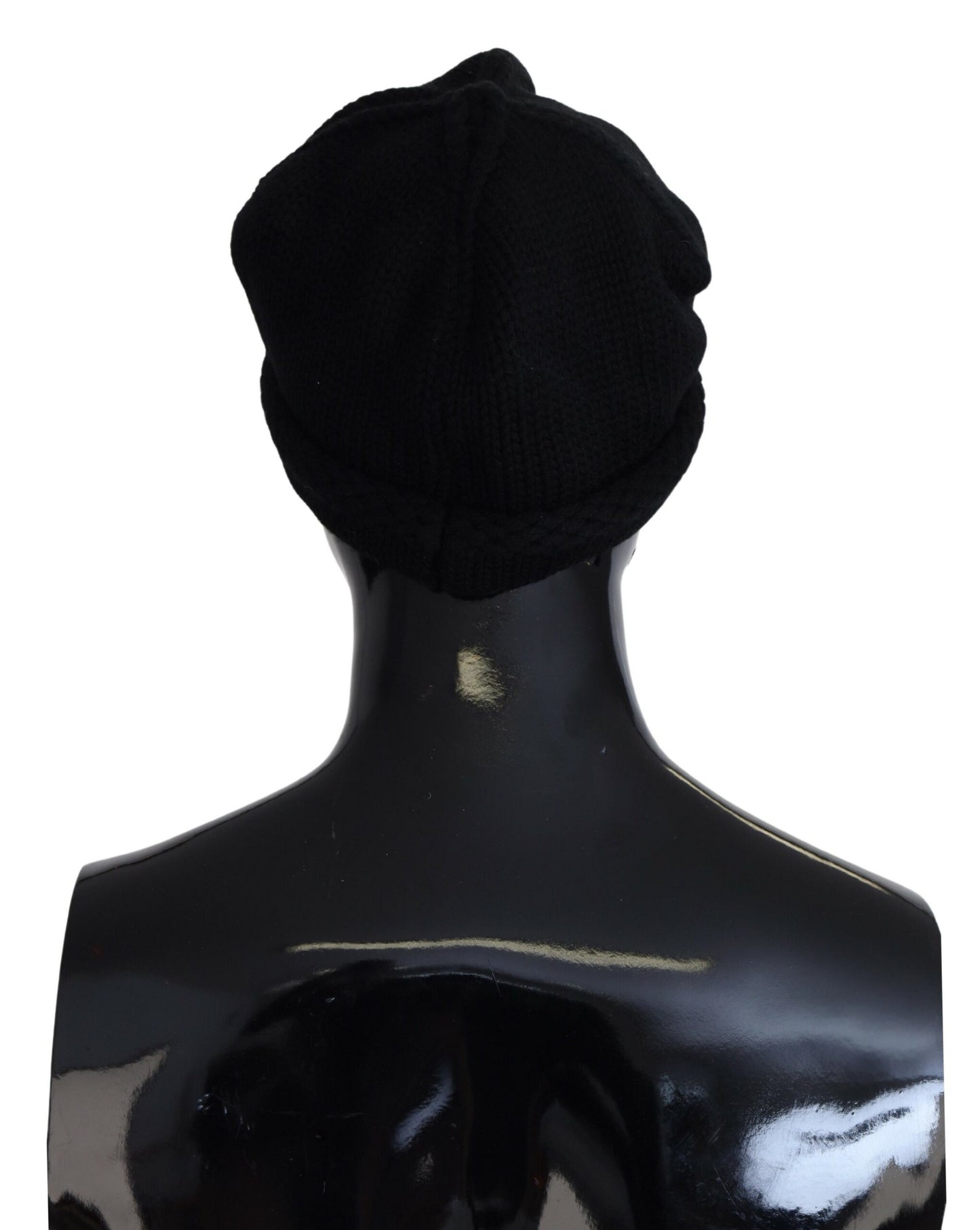 Gorro de lana virgen negra de invierno para mujer