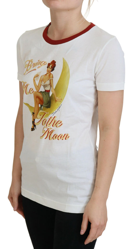 Top tipo jersey de manga corta con estampado blanco