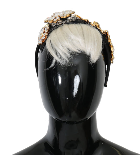 Serre-tête diadème en cristal noir et blanc pour cheveux