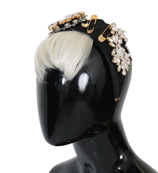 Serre-tête diadème en cristal noir et blanc pour cheveux