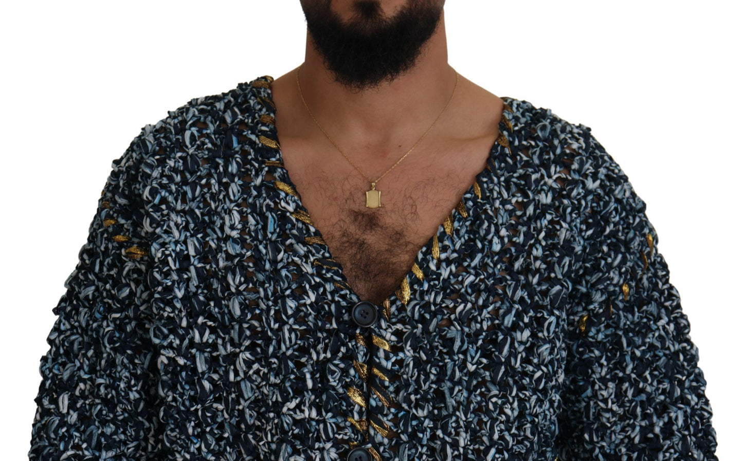 Cárdigan con botones azul Fatto A Mano