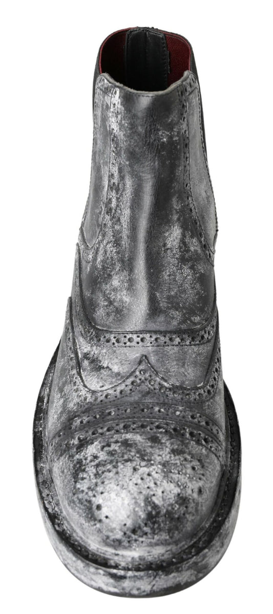 Botines de piel negros y grises