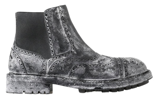 Botines de piel negros y grises