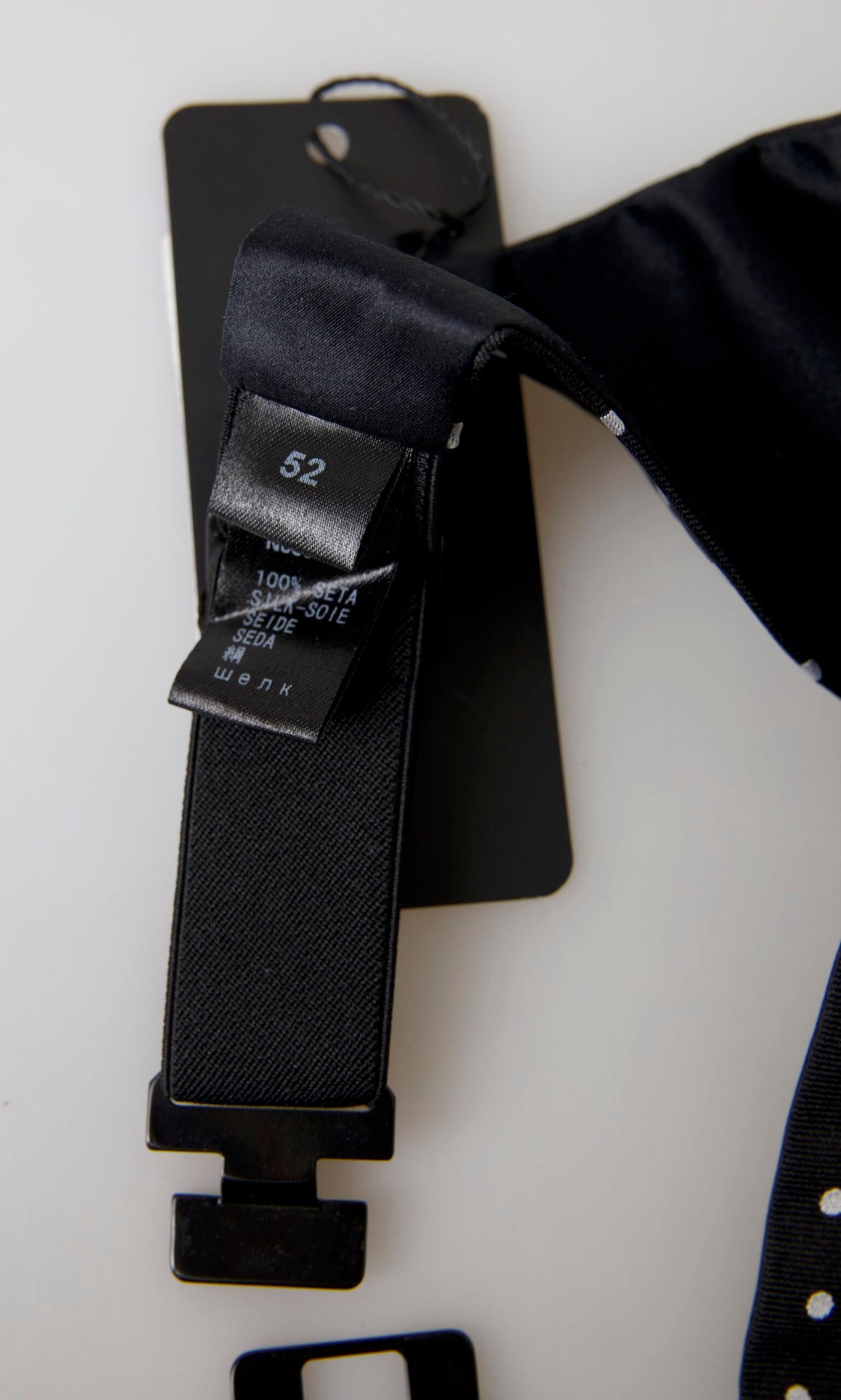 Ceinture de smoking en soie noire à pois