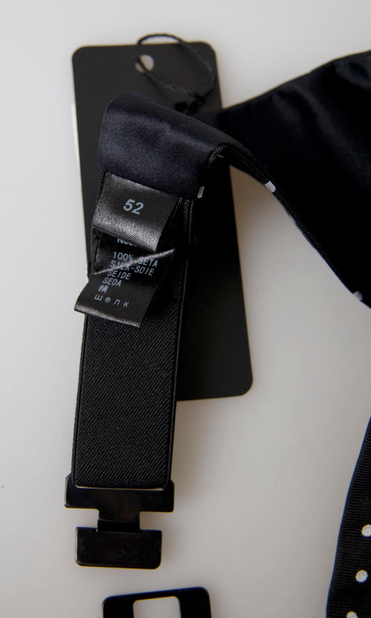 Ceinture de smoking en soie noire à pois