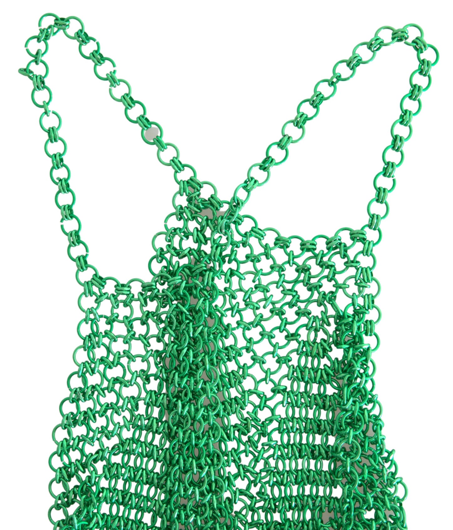Top corto sin mangas con cuello halter de aluminio verde