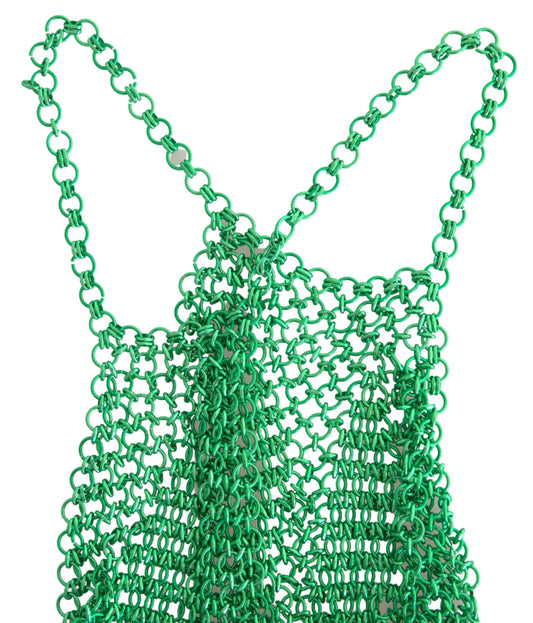 Top corto sin mangas con cuello halter de aluminio verde