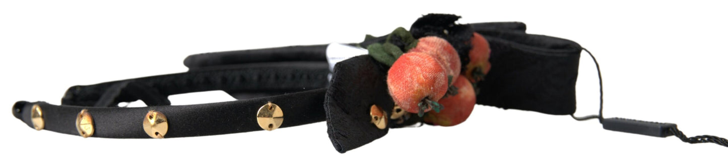 Serre-tête diadème en cristal noir avec figues multicolores