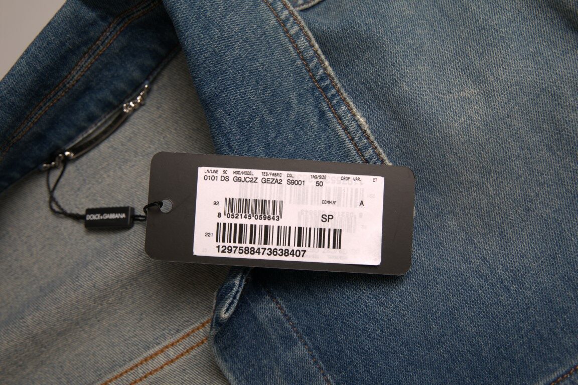 Veste en denim extensible bleu délavé pour homme
