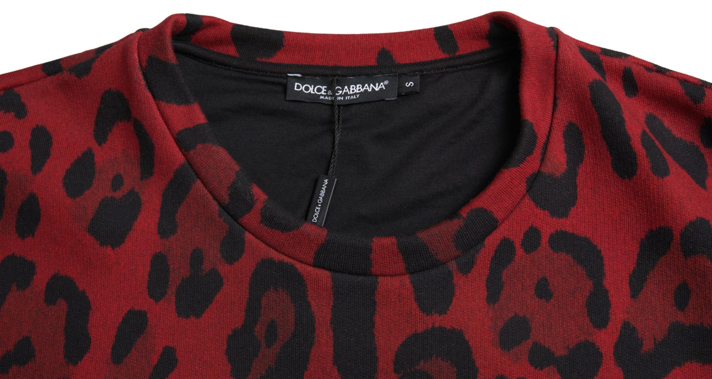 T-shirt sans manches en coton à motif léopard rouge