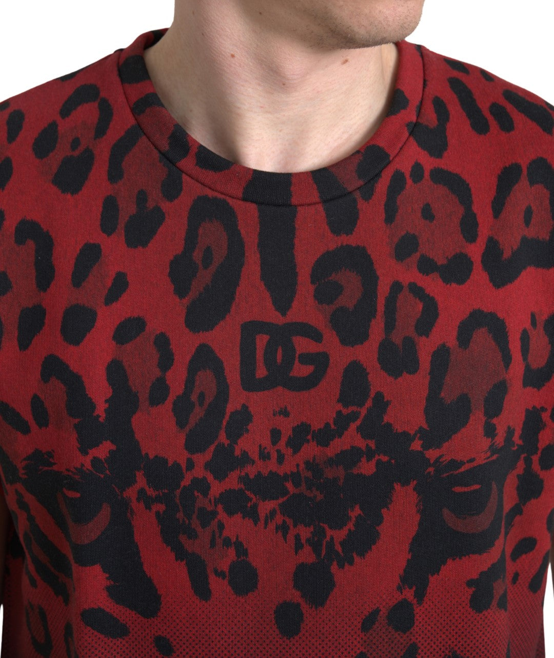 T-shirt sans manches en coton à motif léopard rouge