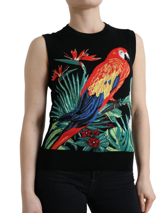 Camiseta sin mangas de punto de lana Black Bird
