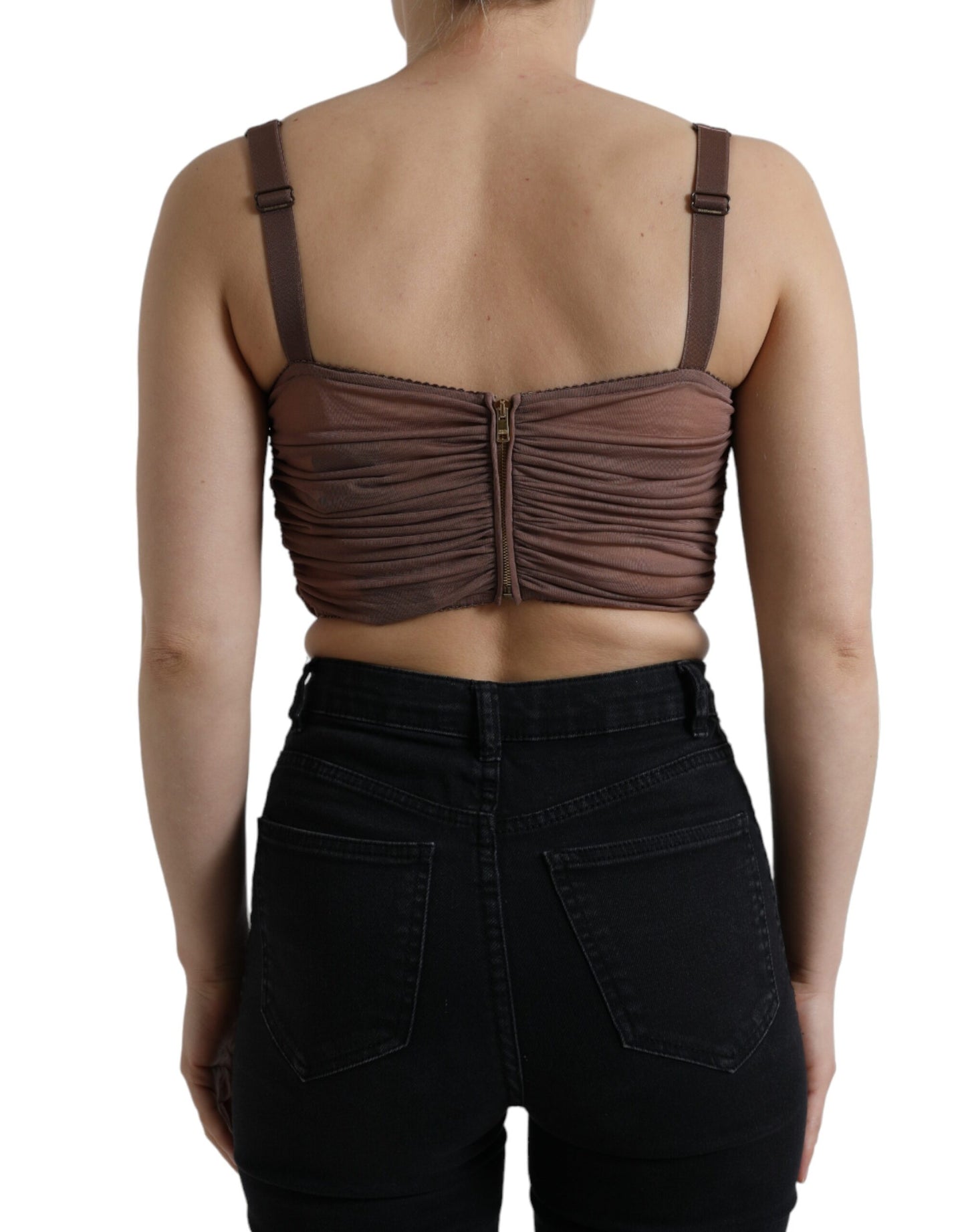 Haut court sans manches en viscose marron