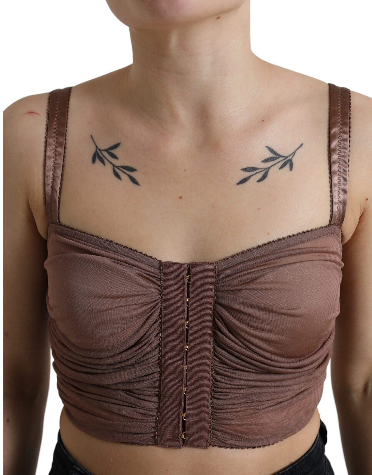 Haut court sans manches en viscose marron