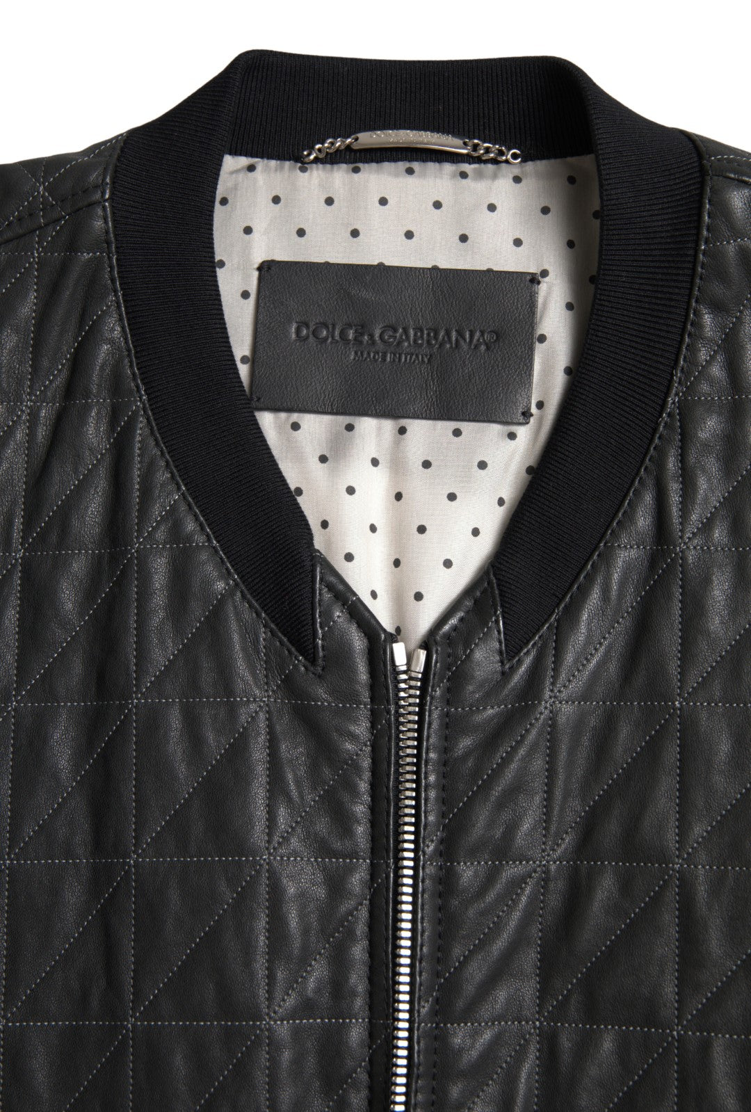 Blouson aviateur en cuir noir avec fermeture éclair intégrale