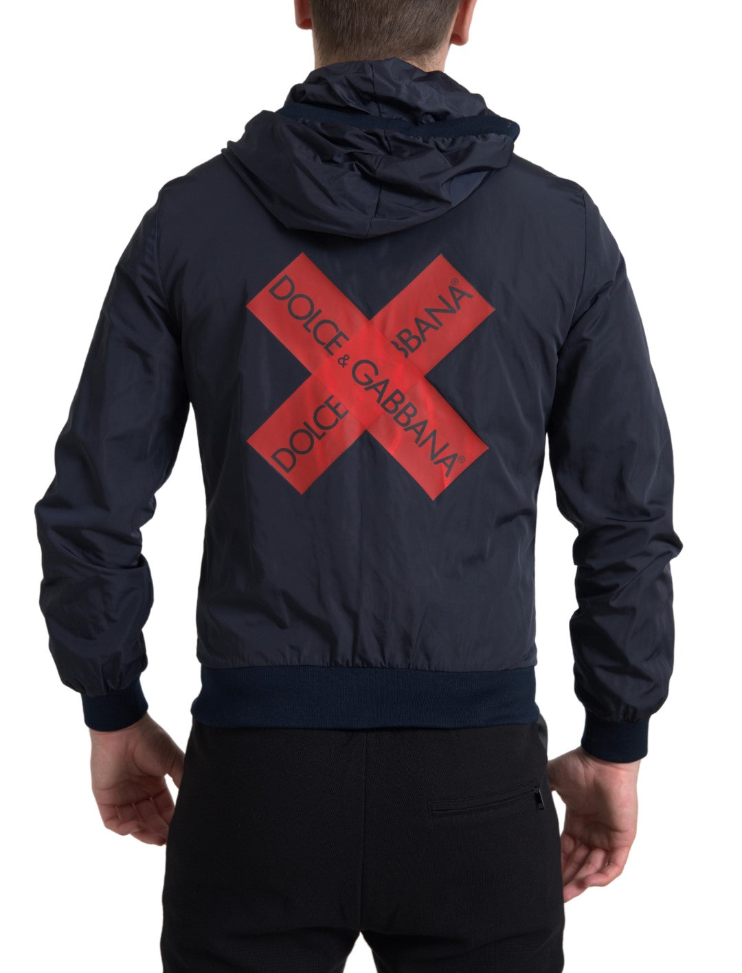 Pull à capuche bleu en polyester avec logo et fermeture éclair intégrale
