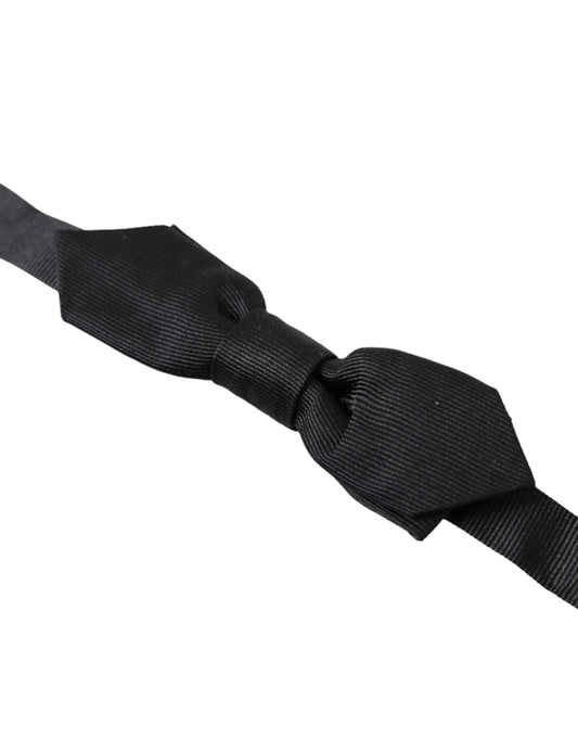 Nœud papillon papillon noir uni en soie ajustable