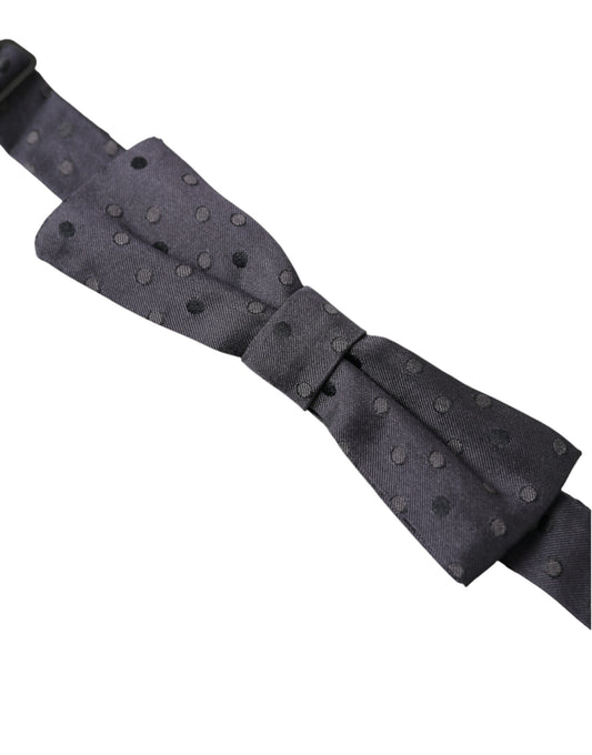 Pajarita Papillon de seda con lunares azules y cuello ajustable para hombre