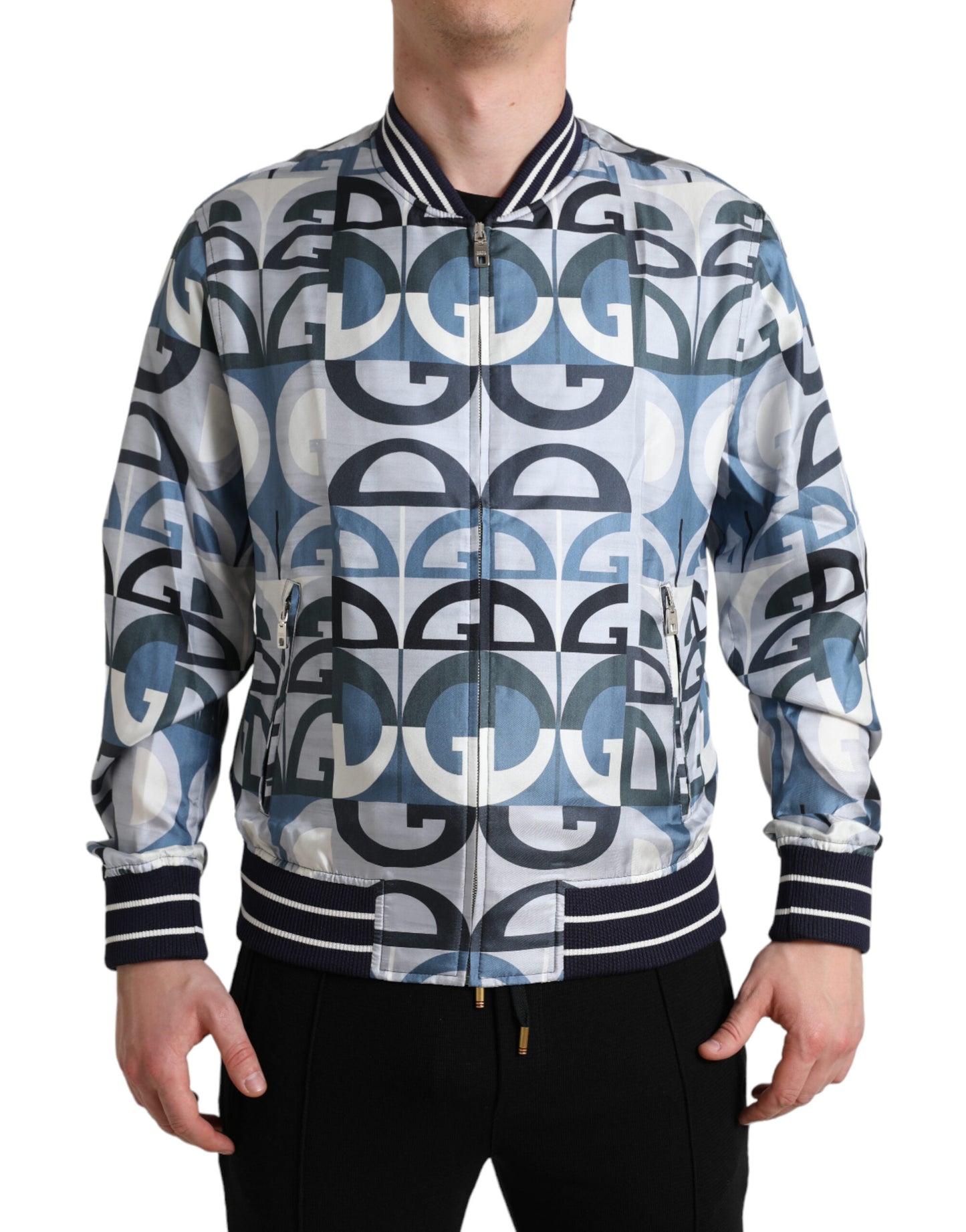 Blouson aviateur multicolore à imprimé logo