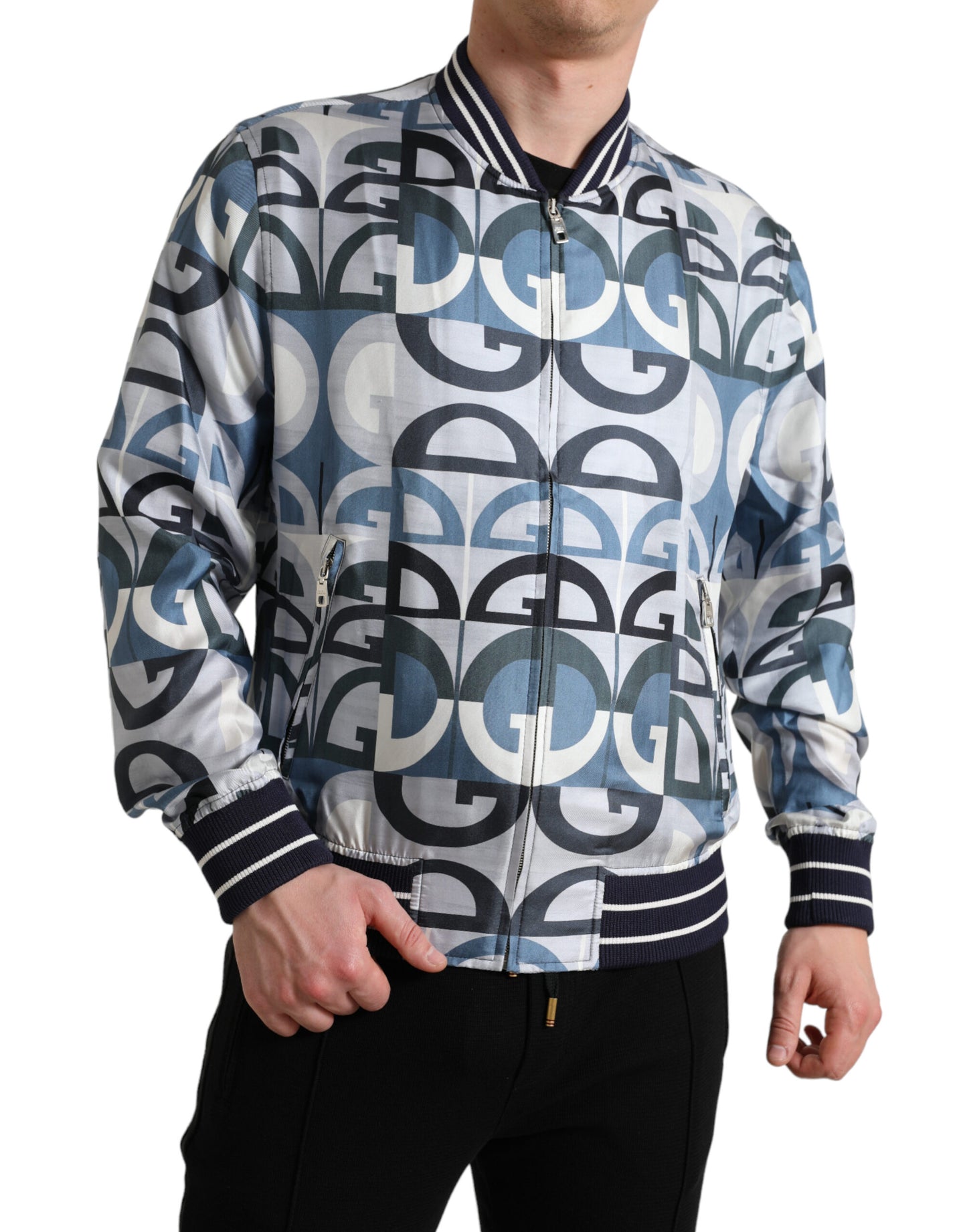 Blouson aviateur multicolore à imprimé logo
