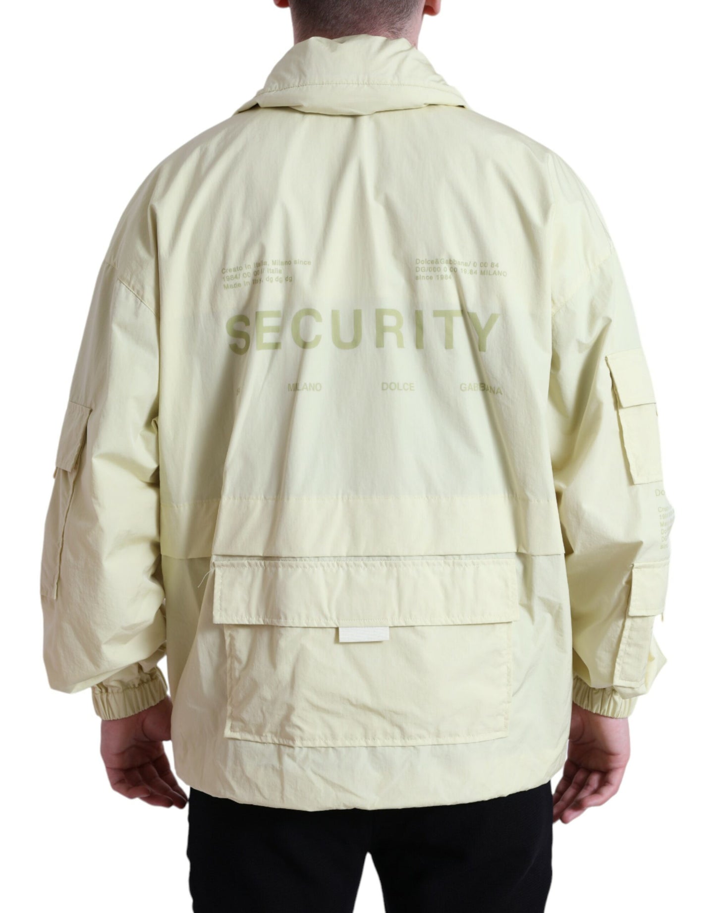 Parka zippée à col en nylon jaune