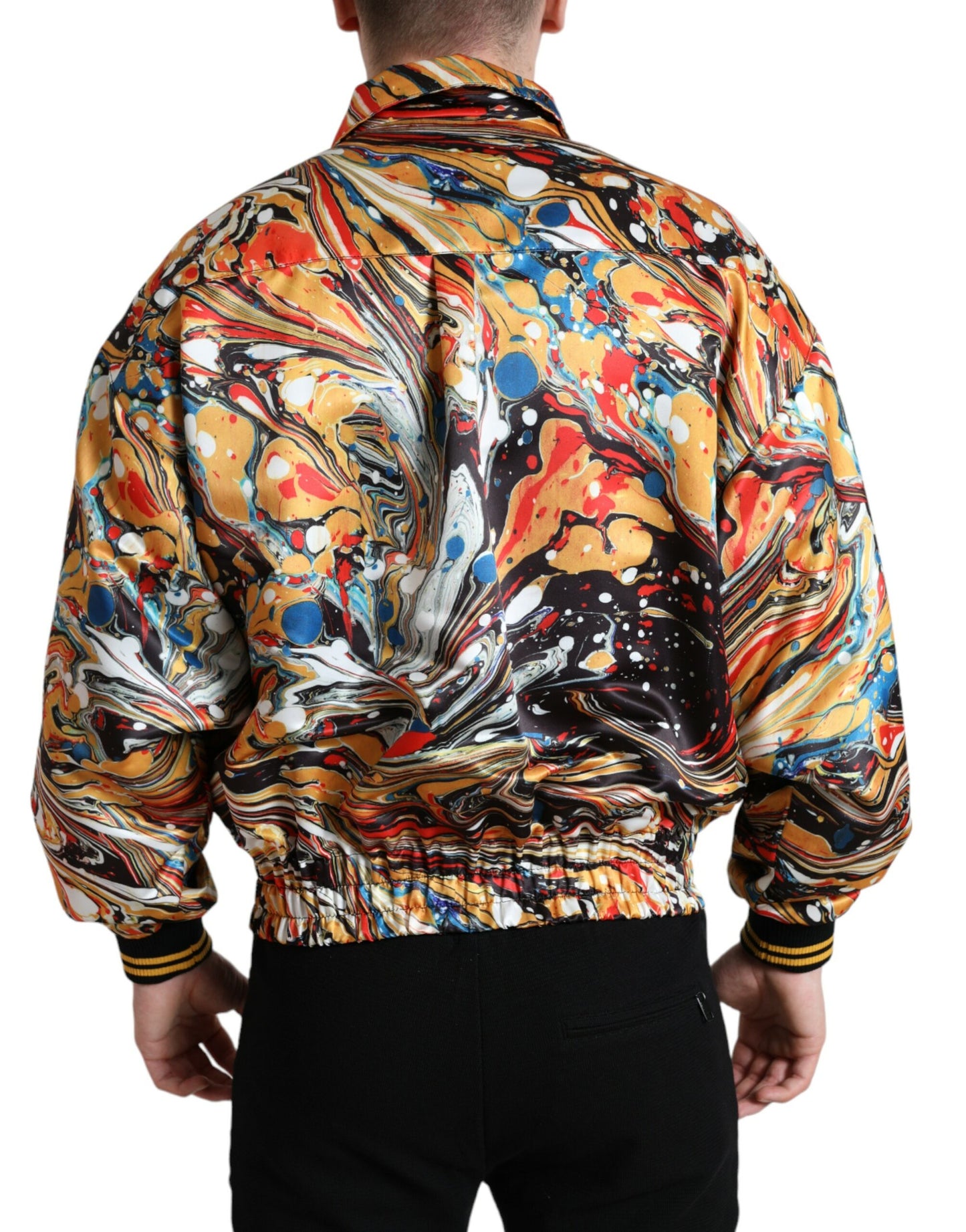 Blouson aviateur en polyester abstrait multicolore