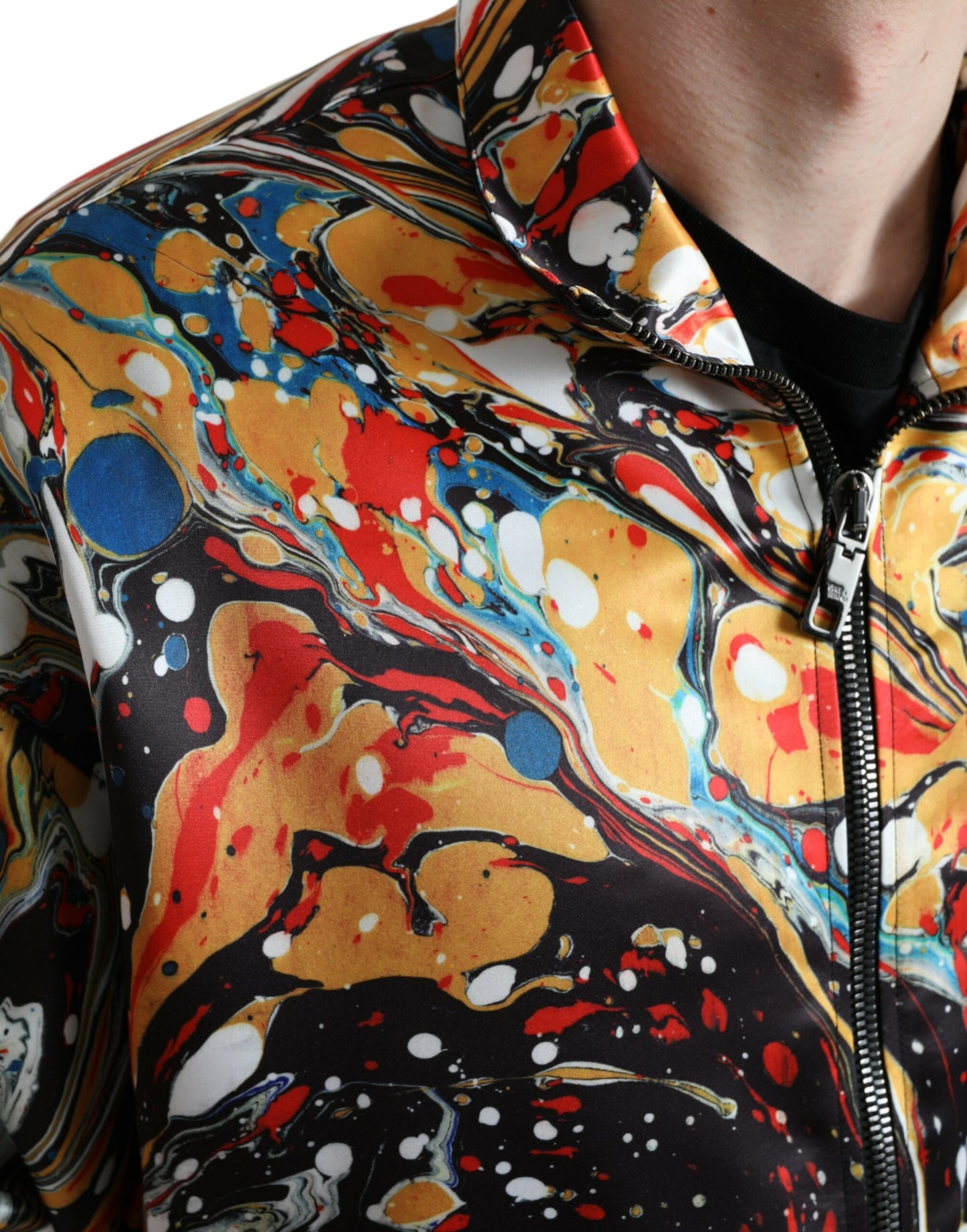 Blouson aviateur en polyester abstrait multicolore