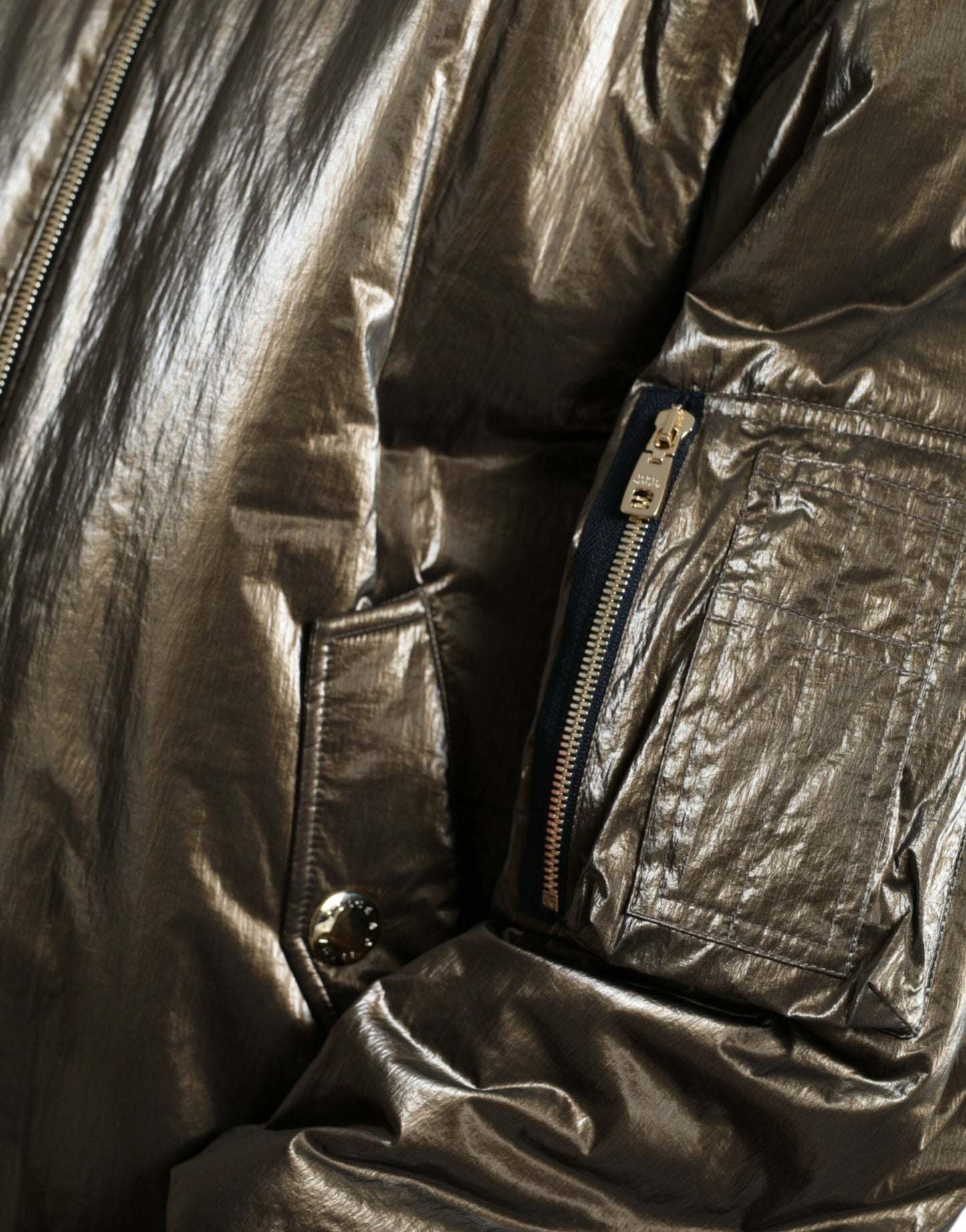 Blouson aviateur zippé en nylon bronze pour homme