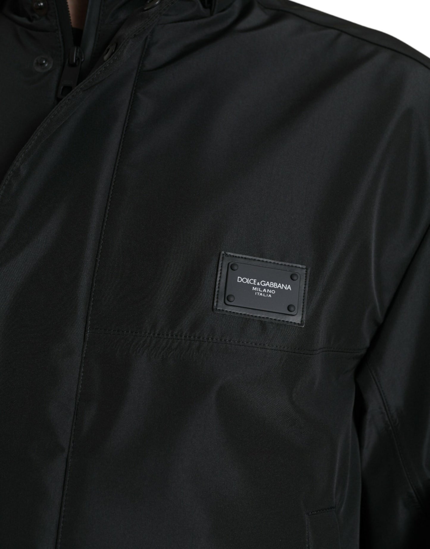 Veste à capuche avec plaque logo en polyester noir