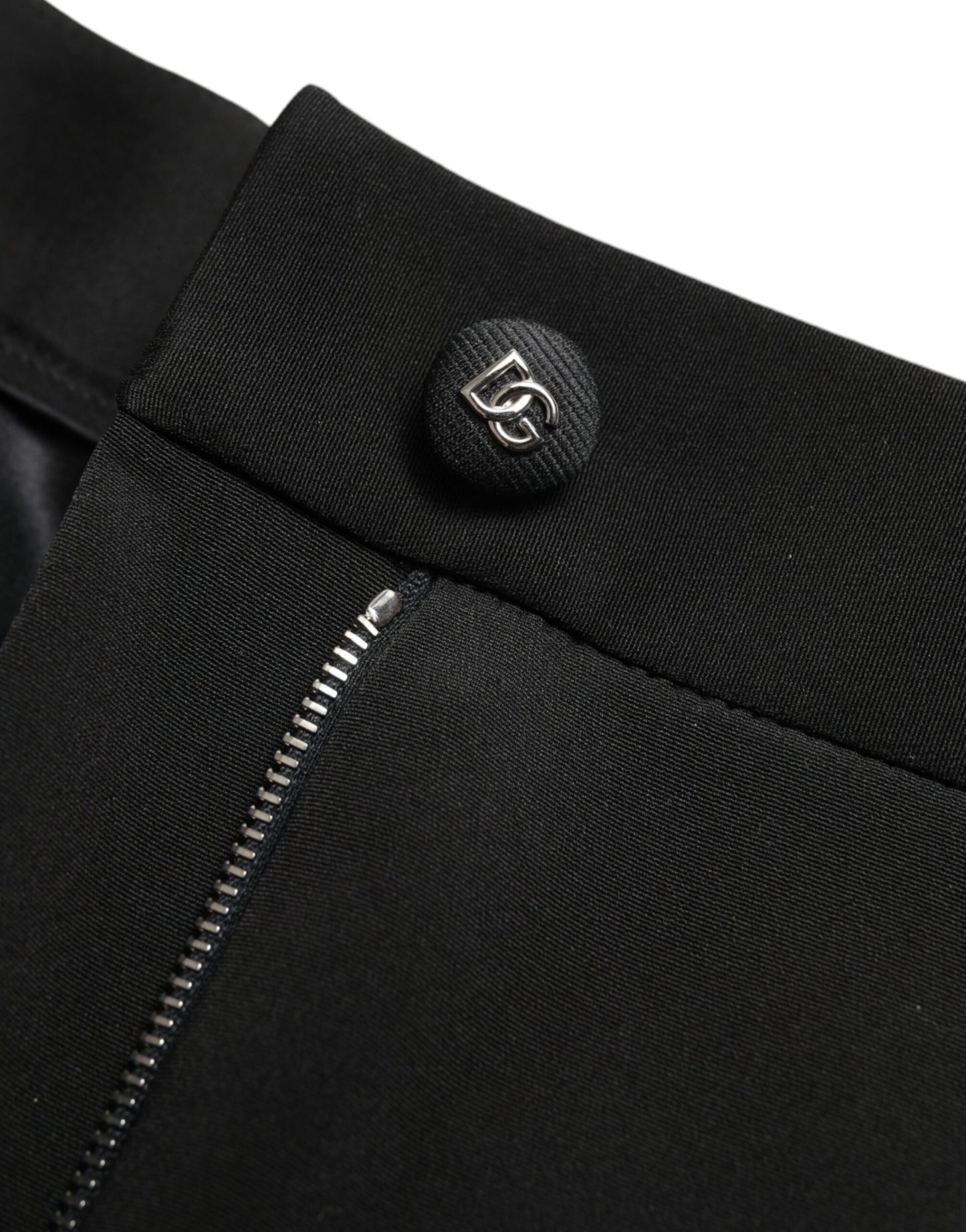 Pantalones ajustados de cintura alta elásticos de lana negra