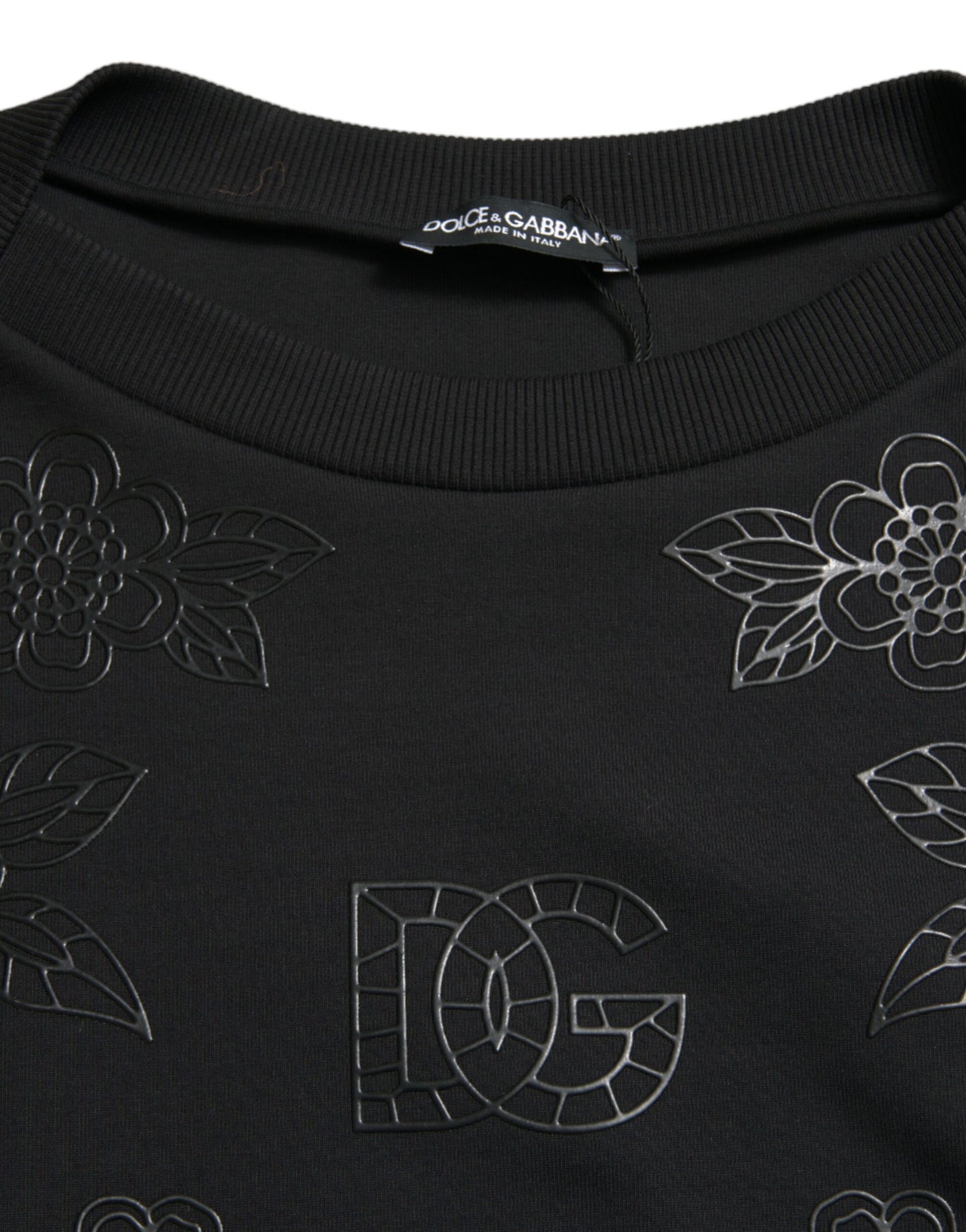 Pull noir avec logo floral appliqué