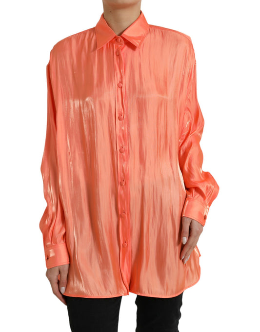 Blusa de manga larga con botones color melocotón