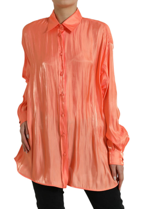Blusa de manga larga con botones color melocotón