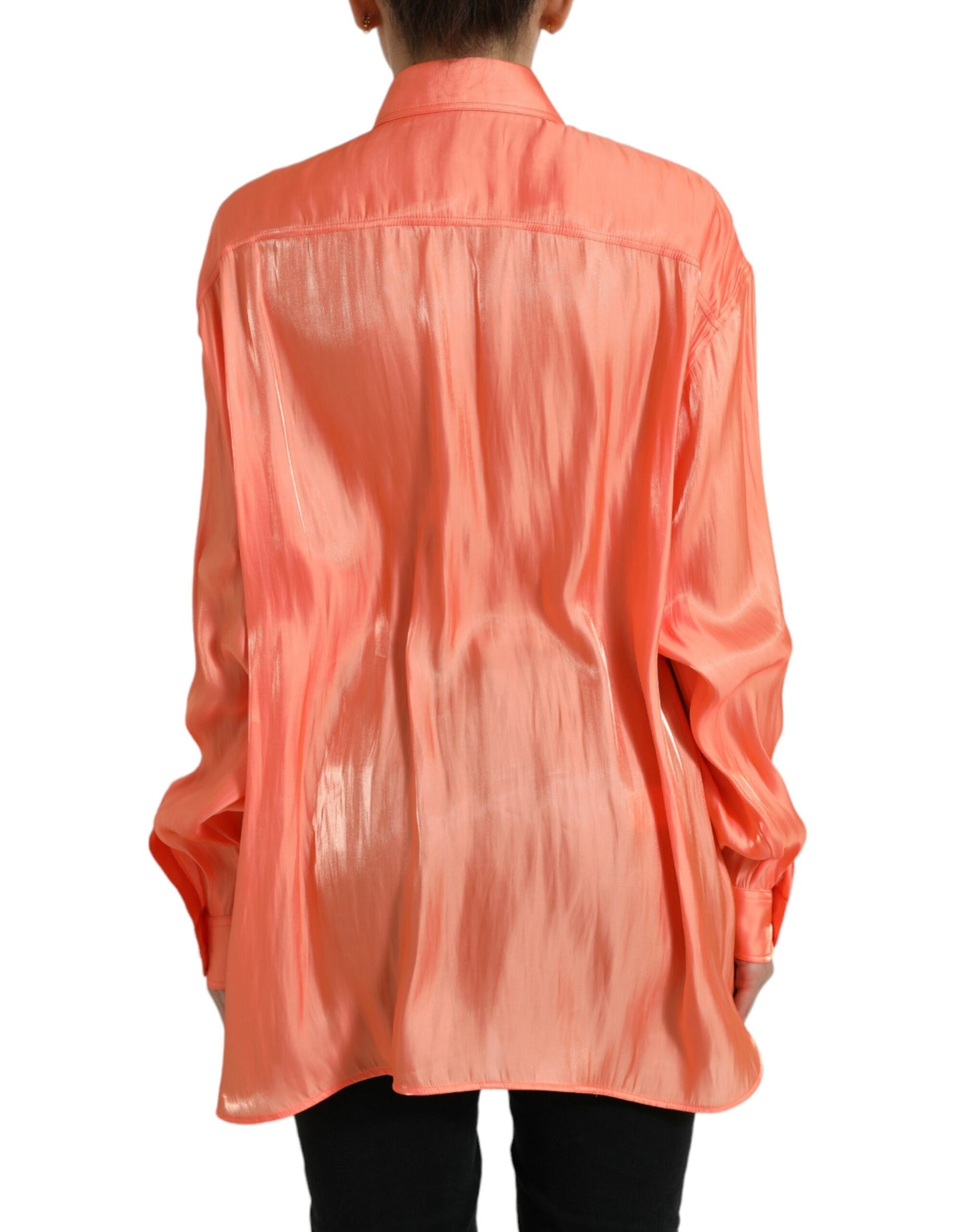 Blusa de manga larga con botones color melocotón