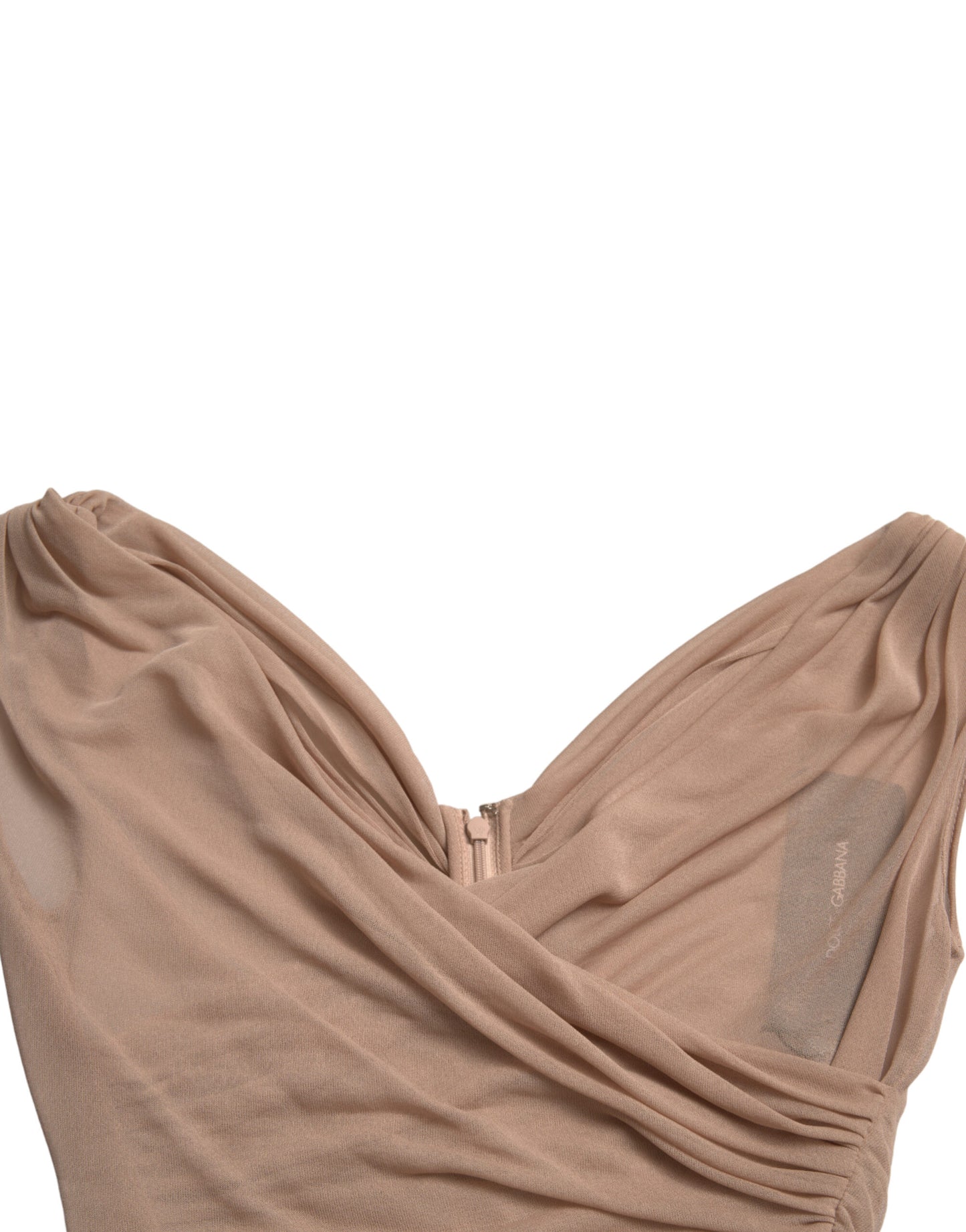Camiseta sin mangas con cuello en V de viscosa beige